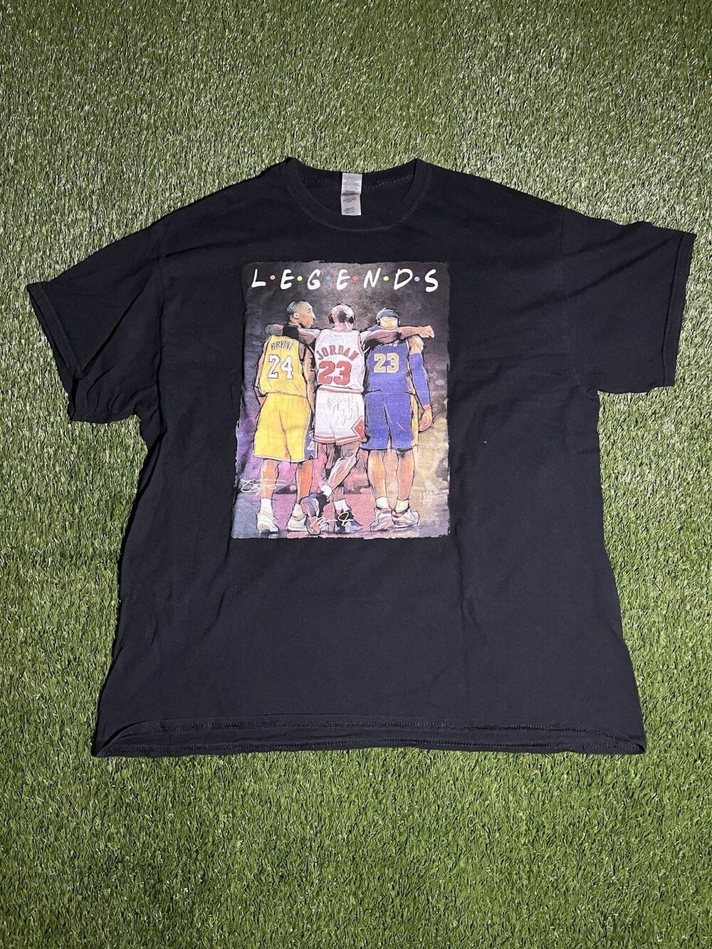 Gildan Heavy Cotton Basketball Legends Graphic Print T-Shirt Men’s XL Black
